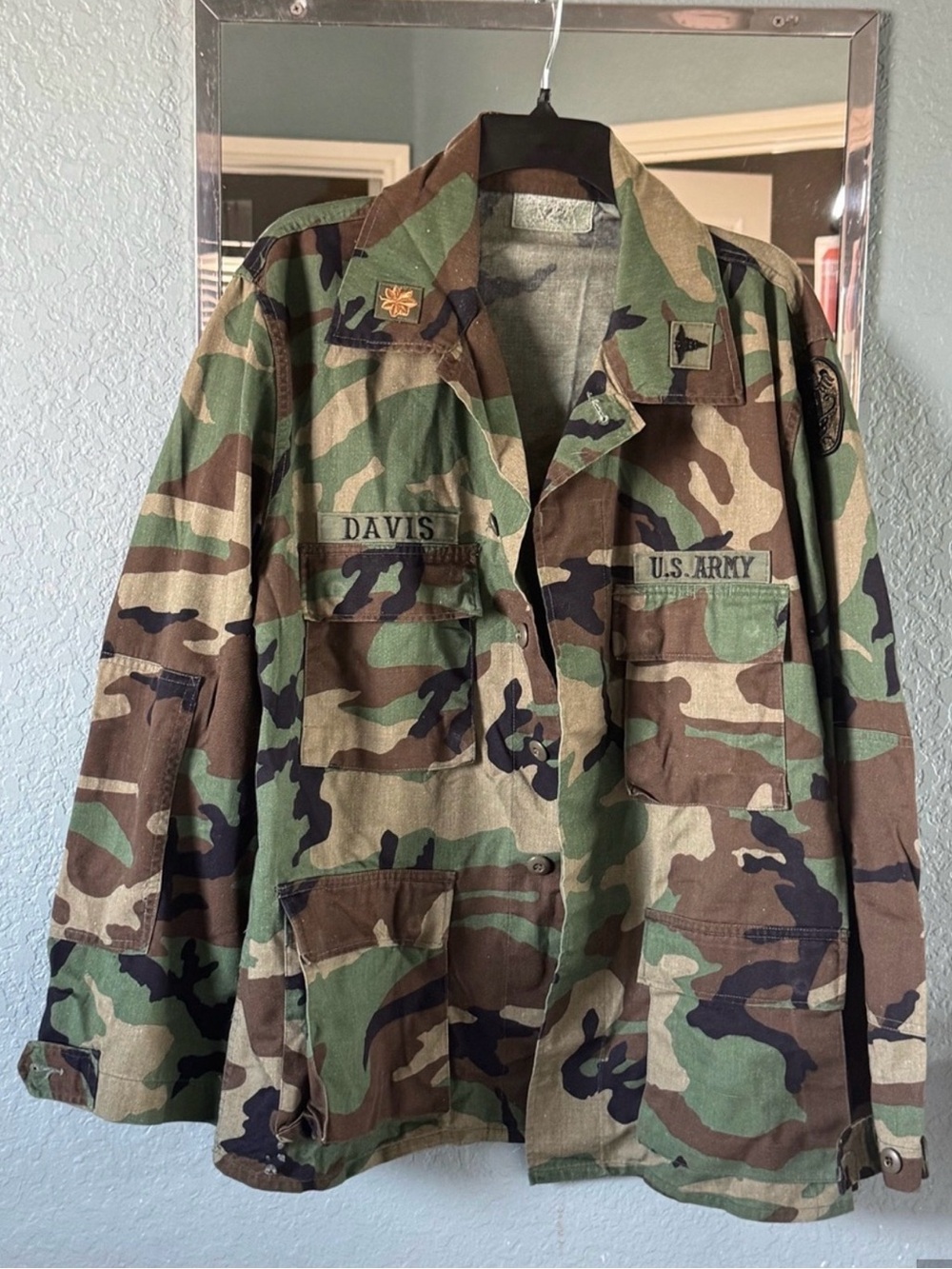 Vintage US Army Woodland Camo BDU Combat Coat Jacket Men’s Size Large